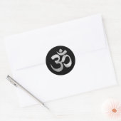 Zwart en Faux Silver Ombre Folie Om Symbol Ronde Sticker (Envelop)