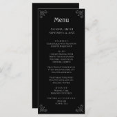 Zwart en Faux Zilver Eenvoudig Elegant Menu (Voorkant / Achterkant)