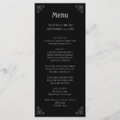 Zwart en Faux Zilver Eenvoudig Elegant Menu (Voorkant)