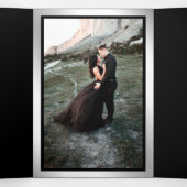 Zwart en Faux Zilveren Folie Palm Bladeren Huwelij Drieluik Uitnodiging (Binnenkant midden)