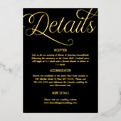 Zwart en Folie Minimale bruiloft Details Uitnodiging (Voorkant)