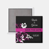 Zwart en Fuschia Save the Date Magnets Magneet (Voorkant / Achterkant)