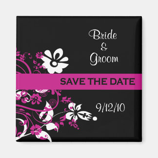 Zwart en Fuschia Save the Date Magnets Magneet