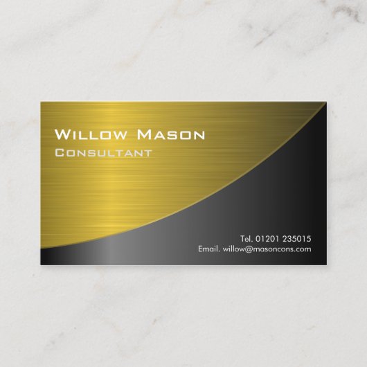 Zwart en geborsteld goud, gebogen, Visitekaartje (Voorkant)