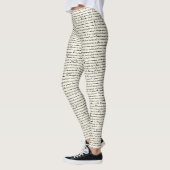 Zwart en Gebroken Wit Aangepast Tekstblok Literair Leggings (Links)