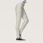 Zwart en Gebroken Wit Aangepast Tekstblok Literair Leggings (Rechts)
