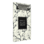 Zwart en gebroken wit elegant Magnolia Botanisch Mini Klembord (Schuin)