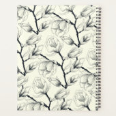 Zwart en gebroken wit elegant Magnolia Botanisch Planner (Achterkant)
