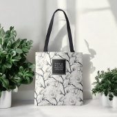 Zwart en gebroken wit elegant Magnolia Botanisch Tote Bag