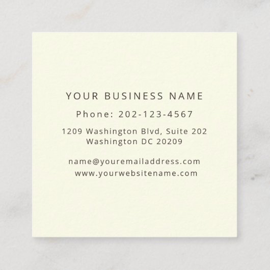 Zwart en gebroken wit elegant Magnolia Botanisch Vierkante Visitekaartje (Achterkant)