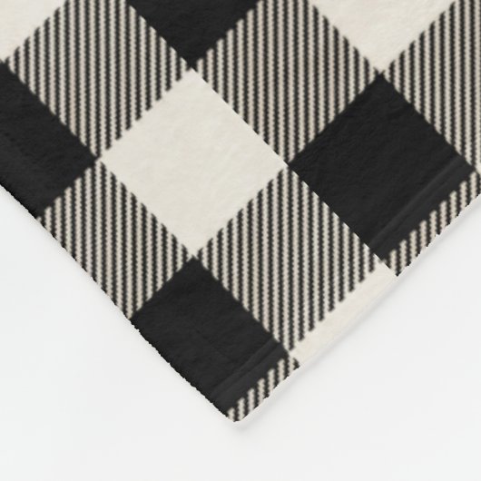 Zwart en gebroken wit spelpatroon en monogram fleece deken (Hoek)