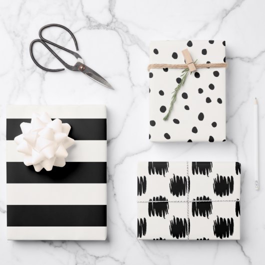 Zwart en gebroken witte eierschaal patronen inpakpapier vel (Voorkant)