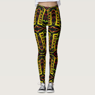 Zwart en geel abstract leggings