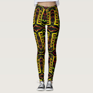 Zwart en geel abstract leggings