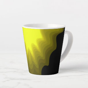 Zwart en geel abstract patroon schilderij  latte mok
