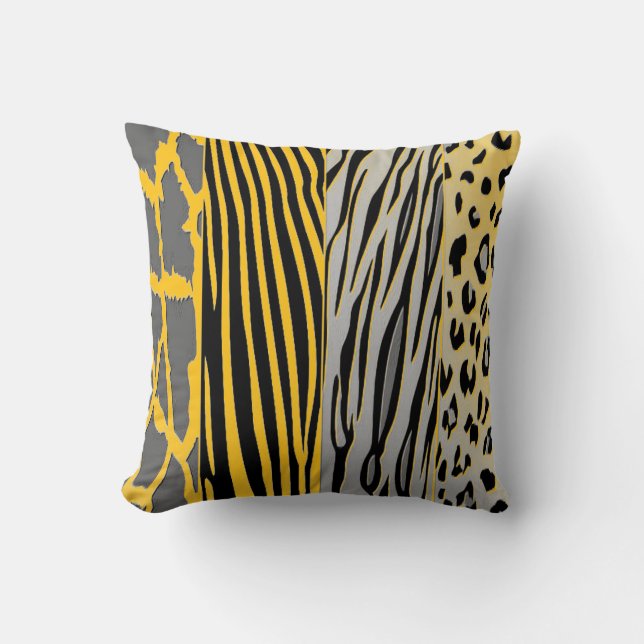 Zwart en geel Animal Printed Zebra Stripe Pil Kussen (Voorkant)