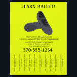 Zwart en Geel Ballet Dans Scheur Stroken Flyer<br><div class="desc">Promoot uw dansschool of balletlesssen met deze flyer met een illustratie van een paar ballet schoenen in houtskool grijs en zwart met zwarte letters tegen een heldere en opvallende gele achtergrond. Het is gemakkelijk om deze flyers te personaliseren met al uw informatie. De afscheurstroken maken dit perfect voor gebruik op...</div>