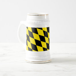 Zwart en geel Bavaria Diamond Flag Patroon Bierpul