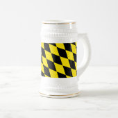 Zwart en geel Bavaria Diamond Flag Patroon Bierpul (Voorkant rechts)