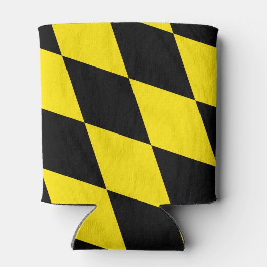 Zwart en geel Bavaria Diamond Flag Patroon Blikjeskoeler (Achterkant)