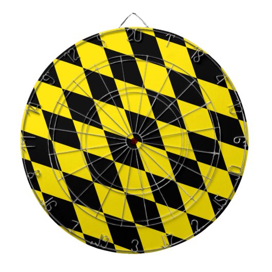 Zwart en geel Bavaria Diamond Flag Patroon Dartbord (Voorkant)