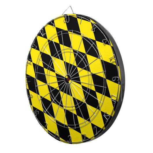 Zwart en geel Bavaria Diamond Flag Patroon Dartbord (Voorkant Rechts)
