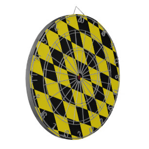 Zwart en geel Bavaria Diamond Flag Patroon Dartbord