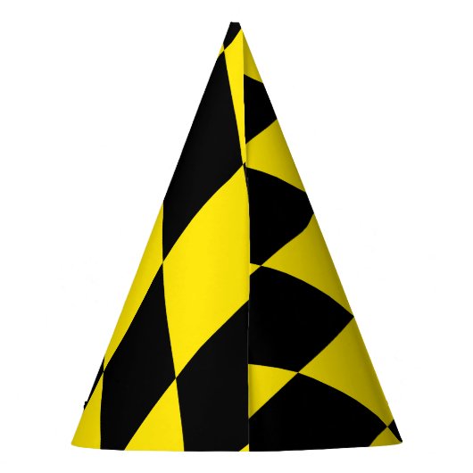 Zwart en geel Bavaria Diamond Flag Patroon Feesthoedjes (Achterkant)