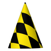 Zwart en geel Bavaria Diamond Flag Patroon Feesthoedjes (Voorkant)