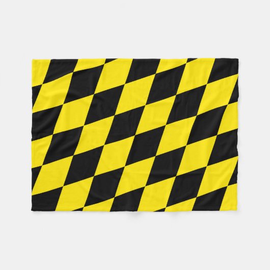 Zwart en geel Bavaria Diamond Flag Patroon Fleece Deken (Voorkant (Horizontaal))