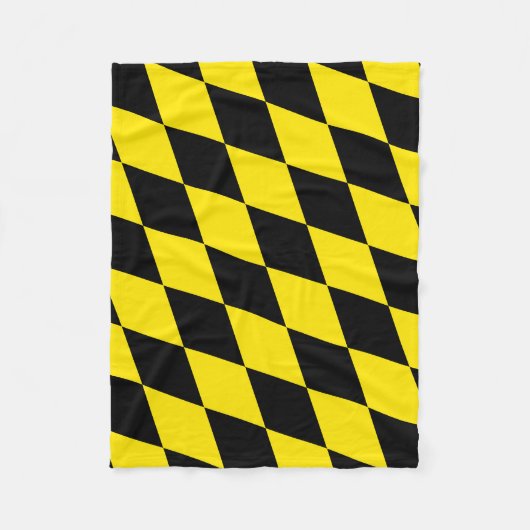 Zwart en geel Bavaria Diamond Flag Patroon Fleece Deken (Voorkant)