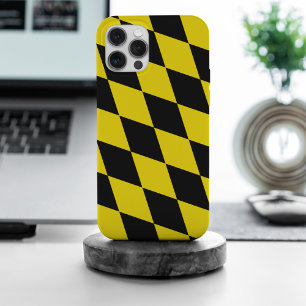 Zwart en geel Bavaria Diamond Flag Patroon iPhone 15 Pro Max Case