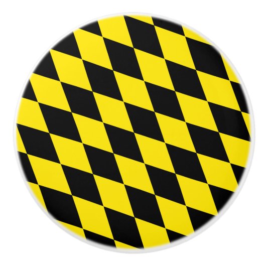 Zwart en geel Bavaria Diamond Flag Patroon Keramische Knop (Voorkant)