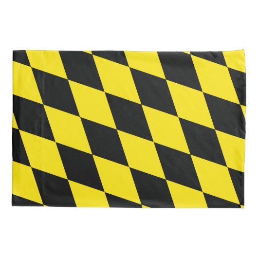 Zwart en geel Bavaria Diamond Flag Patroon Kussensloop (Achterkant)