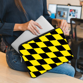 Zwart en geel Bavaria Diamond Flag Patroon Laptop Sleeve