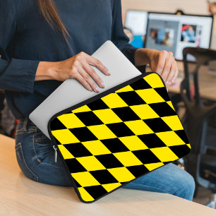 Zwart en geel Bavaria Diamond Flag Patroon Laptop Sleeve