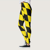 Zwart en geel Bavaria Diamond Flag Patroon Leggings (Links)