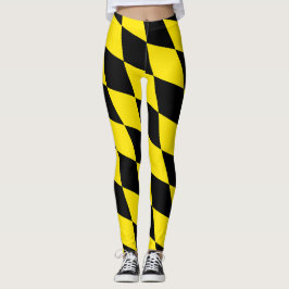 Zwart en geel Bavaria Diamond Flag Patroon Leggings