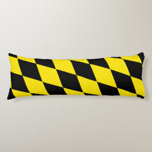 Zwart en geel Bavaria Diamond Flag Patroon Lichaamskussen