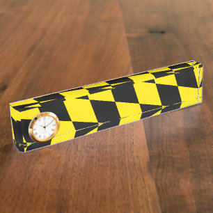 Zwart en geel Bavaria Diamond Flag Patroon Naambordje