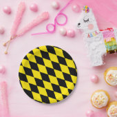 Zwart en geel Bavaria Diamond Flag Patroon Papieren Bordje (Feest)