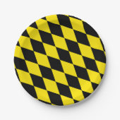 Zwart en geel Bavaria Diamond Flag Patroon Papieren Bordje (Voorkant)