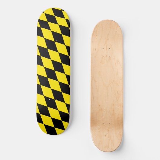 Zwart en geel Bavaria Diamond Flag Patroon Persoonlijk Skateboard (Voorkant)