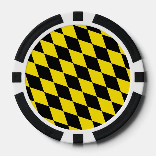 Zwart en geel Bavaria Diamond Flag Patroon Poker Chips (Voorkant)