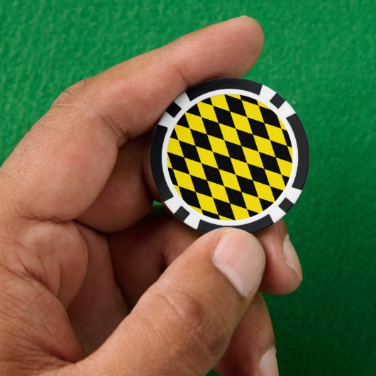 Zwart en geel Bavaria Diamond Flag Patroon Poker Chips (Hand)