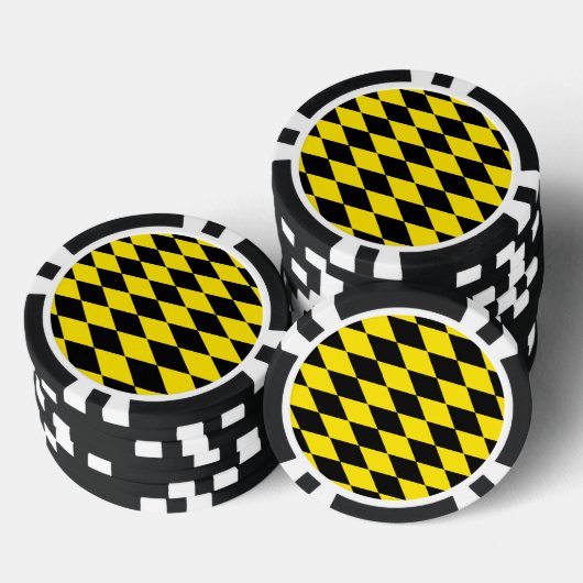 Zwart en geel Bavaria Diamond Flag Patroon Poker Chips (Opstapeling)