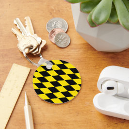 Zwart en geel Bavaria Diamond Flag Patroon Sleutelhanger