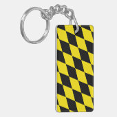 Zwart en geel Bavaria Diamond Flag Patroon Sleutelhanger (Voorkant Links)