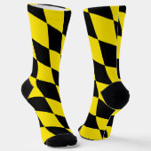 Zwart en geel Bavaria Diamond Flag Patroon Sokken (Gebogen)
