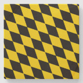 Zwart en geel Bavaria Diamond Flag Patroon Stenen Onderzetter (Voorkant)